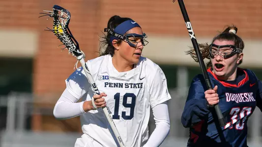 Penn State's Sydni Rosa (19) during the game with Duquesne. The Nittany Lions dominated from the start for a 20-6 win over Duquesne on Wednesday Feb. 19, 2020 in Panzer Stadium.Photo by Mark Selders