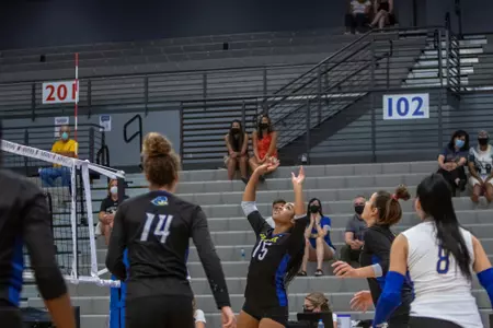 Lauryn Richardson sets the ball into the air