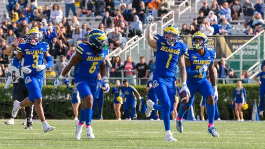 Defense celebration vs. Duquesne