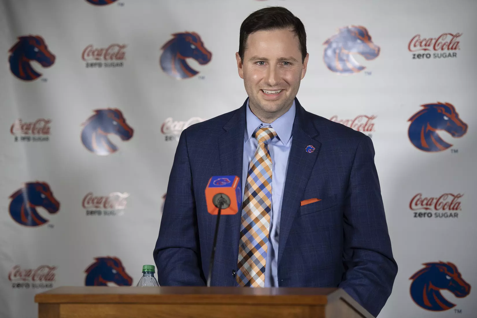 Boise State Athletic Director Jeramiah Dickey, introductory press conference , John Kelly photo.