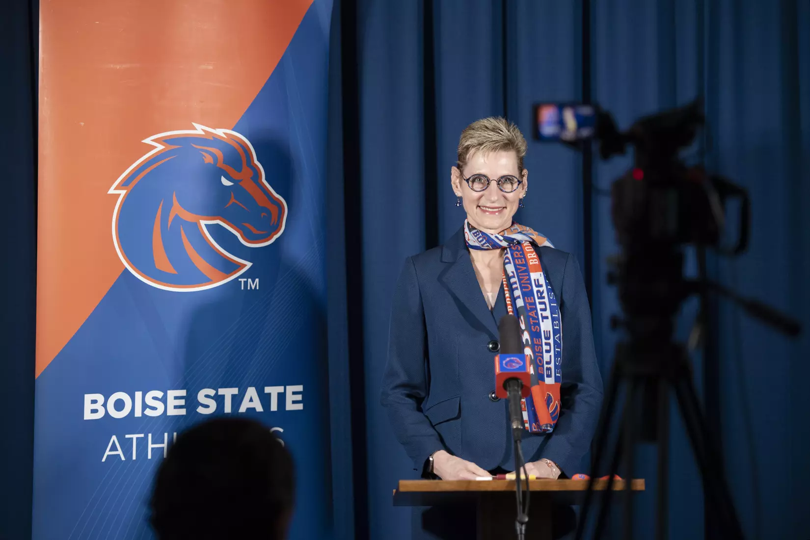 Boise State Athletic Director Jeramiah Dickey, introductory press conference , John Kelly photo.
