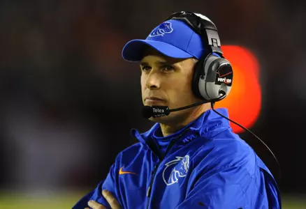 Boise State Broncos head coach Chris Petersen during the first half against the San Diego State Aztecs at Qualcomm Stadium. Mandatory Credit: Christopher Hanewinckel-USA TODAY Sport