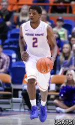 Derrick Marks dribbles the ball against Saint Mary's in the first half.