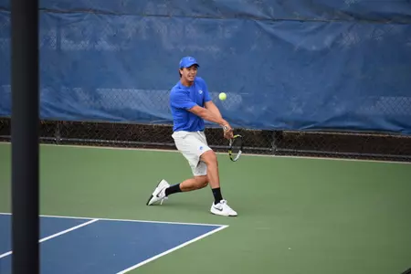 Abe Hewko clinched match with three-set victory on court four.