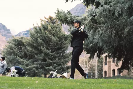 Hugo Townsend tees off.
