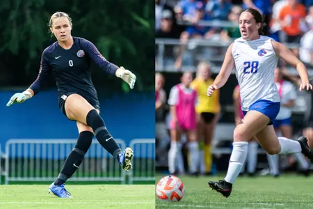 Boise State soccer players Genevieve Crenshaw and Hayden Wilsey Mountain West Players of the Week.