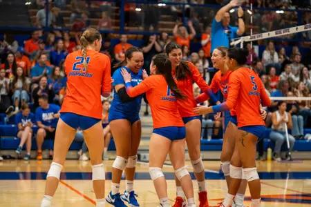 Team huddle during the UNLV match October 21, 2023.