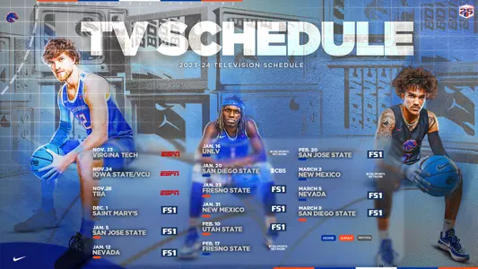 Boise State men's basketball television schedule with games selected for national TV on ESPN, CBS, CBS Sports Network, FS1