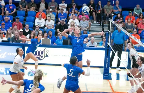 Chey Day attacks the ball during the South Dakota State match, September 15, 2023.