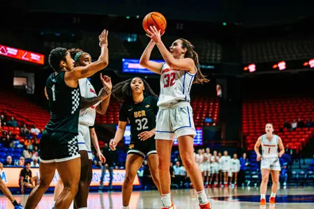 Natalie Pasco attempts a floater against UC Riverside