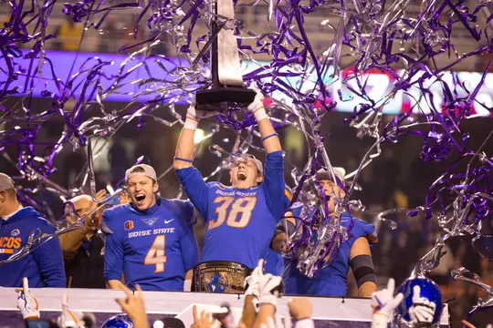Boise State Football vs. Fresno State, Mountain West Championship, Mountain West Champs, Celebration, Trophy Ceremony, Brooke Sutton Photo