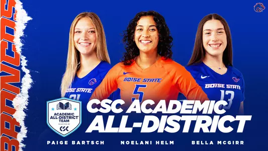 Paige Bartsch, Noelani Helm and Bella McGirr named CSC Volleyball Academic All-District.