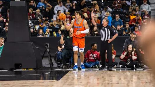 Tyson Degenhart takes the inbound pass vs. Washington State