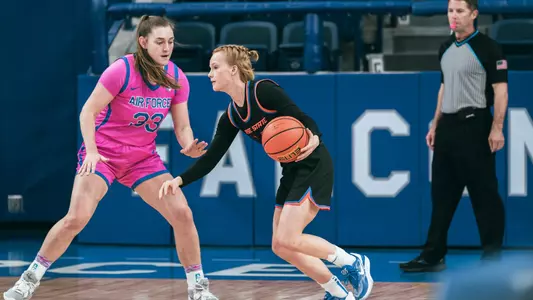 Anna Ostlie drives to the basket against Air Force (2-16-23)