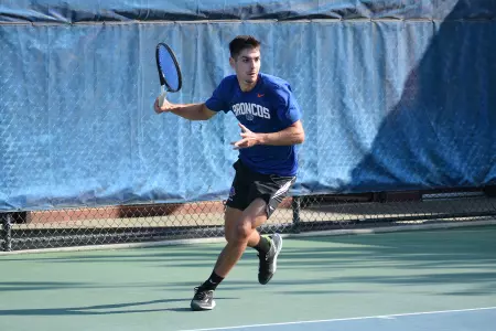 Simon Arca Costas waits to return a volley at the 2022 General Patton Fall Invite.