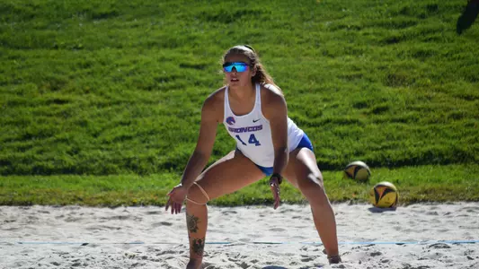 Sierra Land readies to receive a serve at the Boise State Pairs Classic.