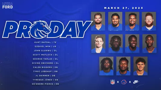 2023 Pro Day Graphic with pictures of each of the 11 student-athletes participating