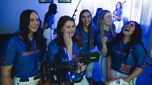 Softball Student-Athletes at Production Shoot