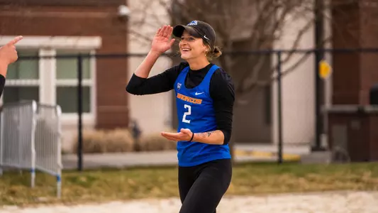 Rori Chartier celebrates a point.
