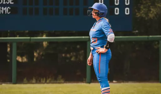 Mykenzie Hanna on base against Saint Mary's, April 17, 2023.