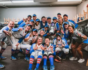 Boise State Softball Winning 2023 Regular Season with trophy.