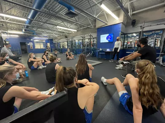 Samantha Wade giving overview on nutrition to student-athletes.