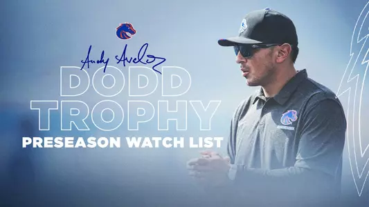 Action picture of Andy Avalos on graphic for 2023 Preseason Dodd Award Watch List