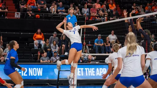 Bridey O'Connor attacking the ball against Idaho State.