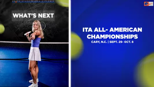 Pauline Ernstberger on the Whats Next graphic for the ITA All-American Championships.