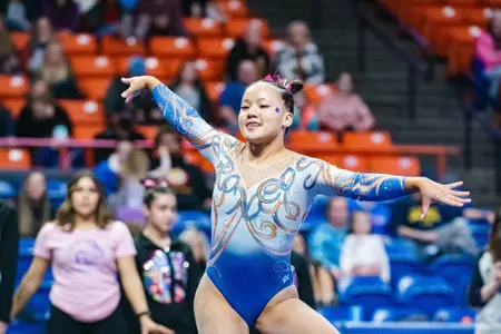 Emma Loyim completes a floor routine