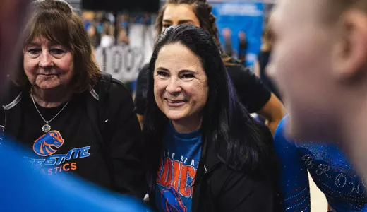 Photo of Tina Bird at gymnastics meet.