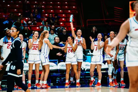Boise State women's basketball bench against Utah State