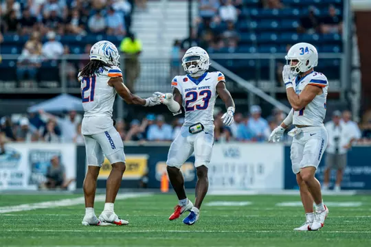 Boise State Football 2024 Game 1 vs Georgia Southern at Allen E. Paulson Stadium. Seyi Oladipo (23), Zion Washington (21). Photo by Kenna Harbison
