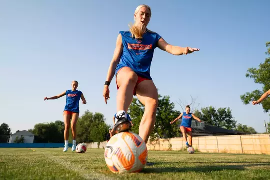 Avery McBride controlling the ball in practice.