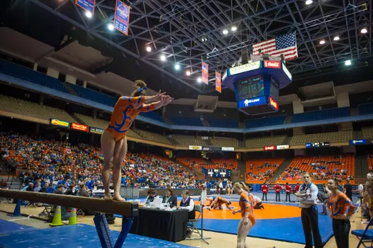Beauty and the Beast, gymnastics, wrestling, Carrie Quinney photo