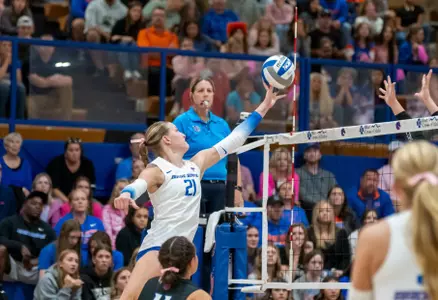 Paige Bartsch tipping the ball over the defense during the home Air Force match in 2024.