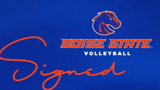 Boise State volleyball announces the 2025 recruiting class. National Signing Day Graphic.