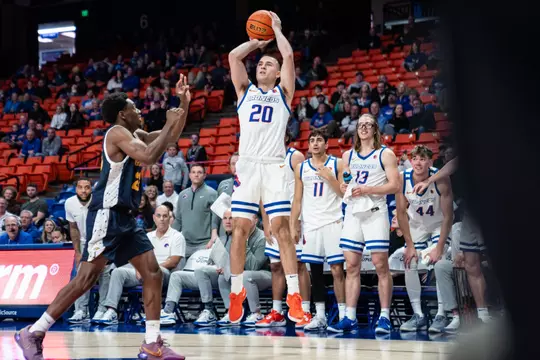 Brennan Ramirez attempts a jumper vs Corban