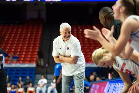 Head coach Gordy Presnell coaching against UC Riverside