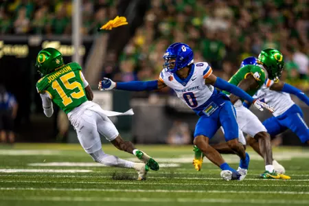 Boise State Football 2024 Game 2 vs University of Oregon at Autzen Stadium. Ty Benefield (0). Photo by Kenna Harbison