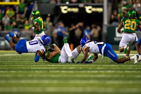 Boise State Football 2024 Game 2 vs University of Oregon at Autzen Stadium. Ty Benefield (0). Photo by Kenna Harbison