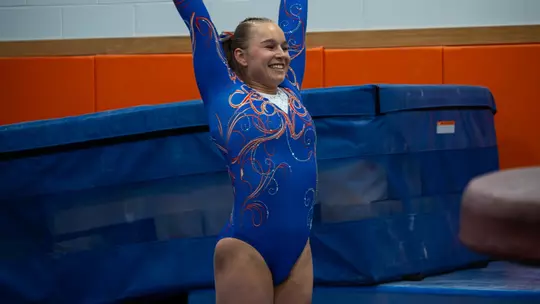 Bronco gymnast Julia Krzywanski Intrasquad Meet