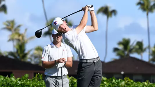 Gavyn Knight finishes a swing off the tee at the Ka'anapali Classic, Nov. 2, 2024