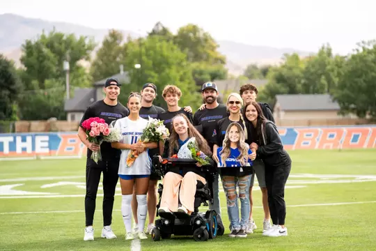 Morgan Padour and her family on senior day.