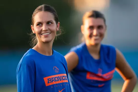 Morgan Padour smiling during practice.