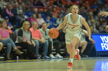 Mya Hansen drives to the basket against Wyoming.