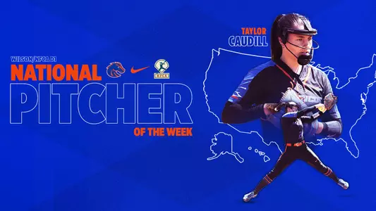 Graphic depicting Taylor Caudill for NFCA National Pitcher of the Week, Feb. 13, 2024