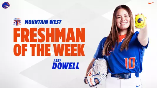 Graphic of Abby Dowell for being named Mountain West Freshman of the Week