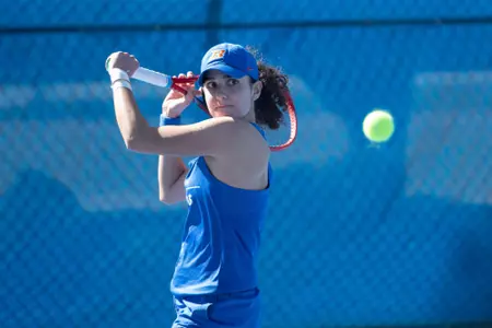 Joana Baptista hits a shot against San Jose State.
