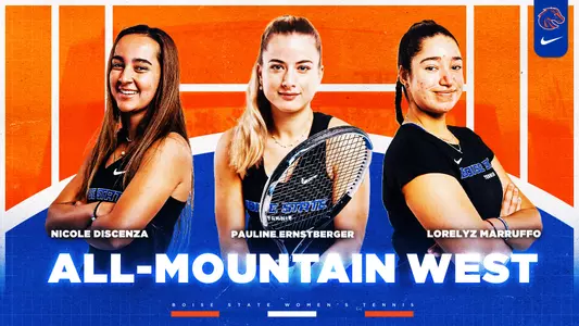 All-Mountain West team graphic featuring Nicole Discenza, Pauline Ernstberger and Lorelyz Marruffo.